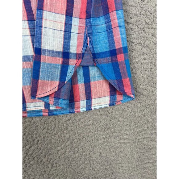 J. Crew Women’s 1/4 Button Down Plaid Top Shirt Red Blue Multicolor XL Cotton - Picture 3 of 10